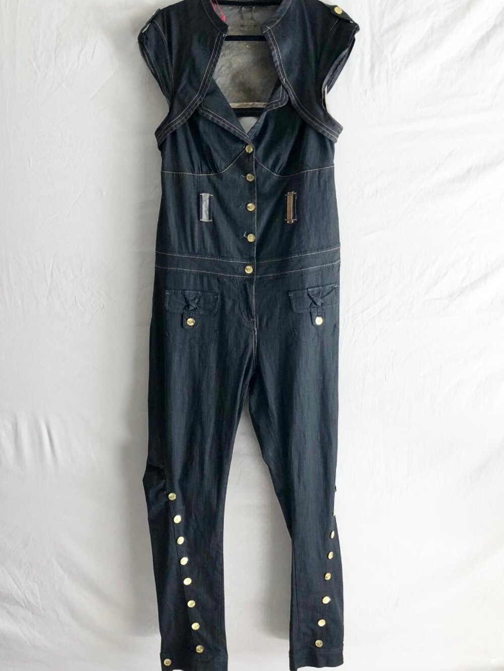 Vintage Apple Bottoms Black Denim Jumpsuit Size 16